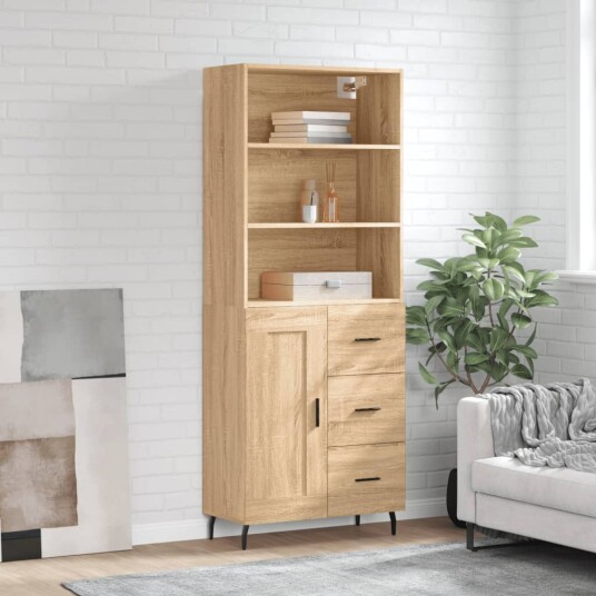Highboard sonoma eik 69,5x34x180 cm konstruert tre