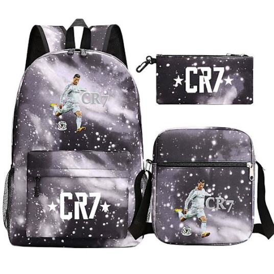 Fotball Ronaldo Cr7 Set Jenter/Gutter Skolevesker Reise Laptop Ryggsekk Dame Ryggsekker Skuldervesker og etui Høy kvalitet Y 4