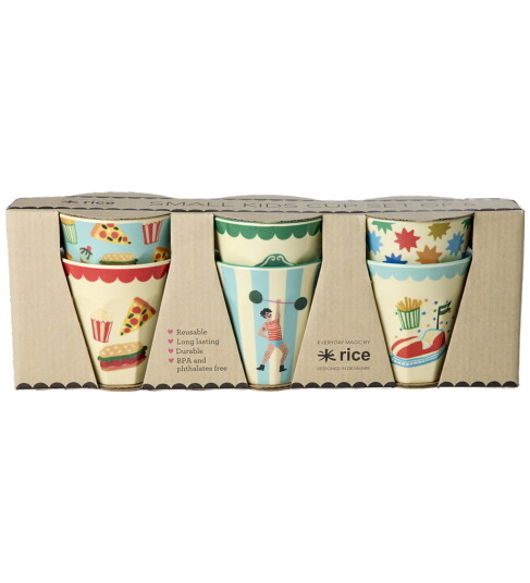 Rice Fun Fair Print Mint Melamine Kopper Small 6 Pakke
