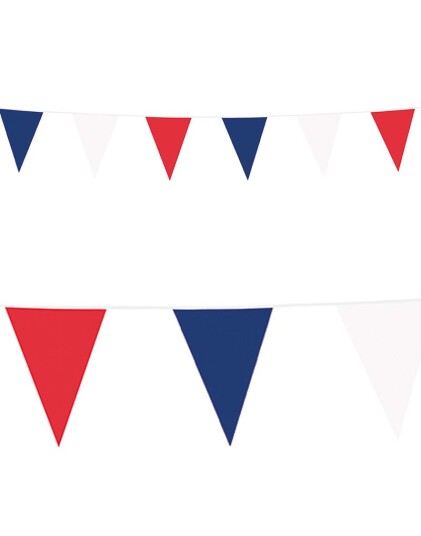 Rødt Hvitt og Blått Flaggbanner 10 meter