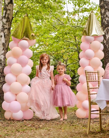 Prinsesseslott Ballongbuesett i Forskjellige Rosa Nyanser Princess Party
