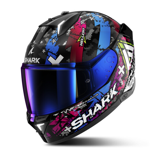 Shark Skwal i3 Hellcat Full Face Helmet Black Chrome-Blue Shark Skwal i3 Hellcat Full Face Helmet Black Chrome-Blue