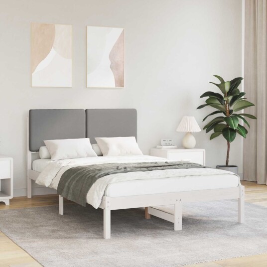 Sengeramme med Polstret Hodegjerde Lysegrå 120 x 190 cm