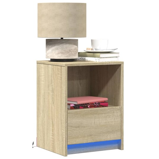  Nattbord med LED 2 stk sonoma eik konstruert tre 8721102965890