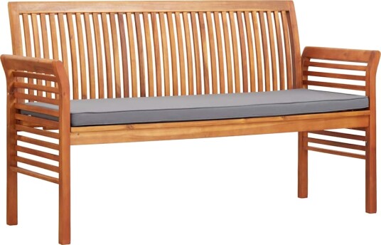 vidaXL 3-seters hagebenk med pute 150 cm heltre akasie