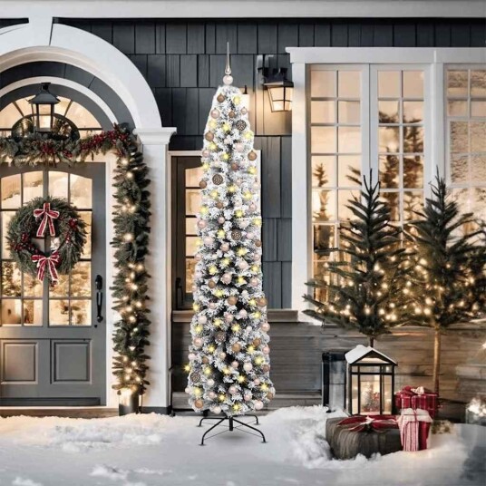  Kunstig juletre med 300 LED grønn 210 cm PVC og stål og plast