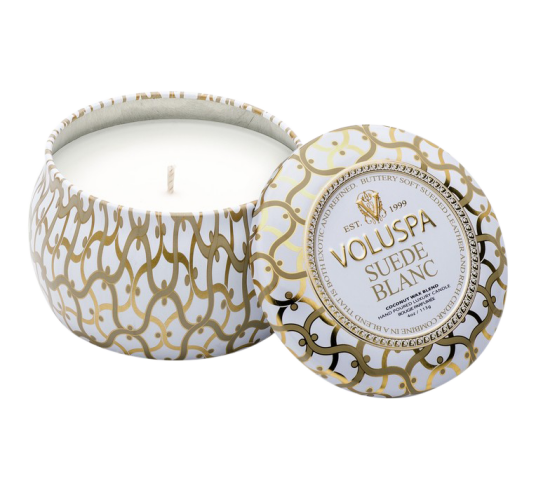 Voluspa Duftlys 25t suede blanc 113g