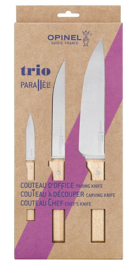 Opinel   Parallèle Trio knivsett 3 deler bøk