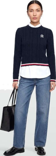 Tommy Jeans Tjw Rwb Tipping Sweater   Navy   L