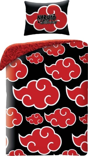 Naruto Red Cloud Sengetøj 140 X 200 Cm   100 Procent Bomuld