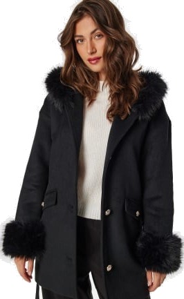 Chiara Forthi Hooded Wool Blend Jacket Black XL Chiara Forthi Hooded Wool Blend Jacket Black XL