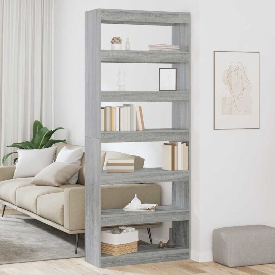 vidaXL Oppbevaringsskap 6 nivåer 80 x 30 x 198 cm Konstruert tre Grå