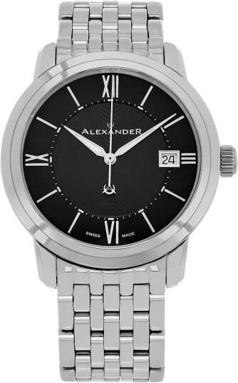 Alexander Herreklokke A111B 03 Heroic Sort/Stål Ø40 mm