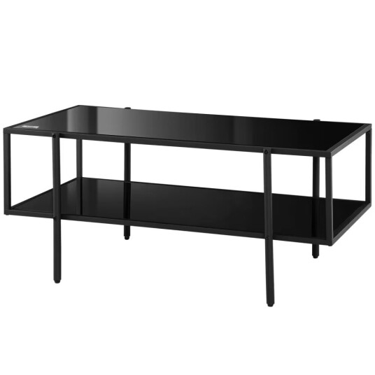 Northio Sidebord Sofabord med 2 hyller i herdet glass til Stue Soverom 100 x 55 45,5 cm Stål Svart