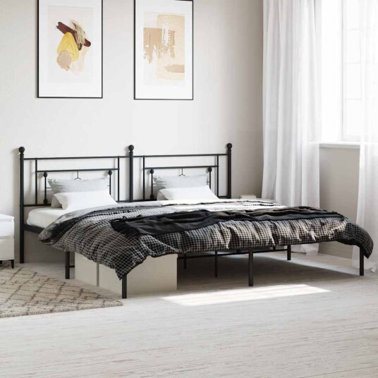 vidaXL Sengeramme i metall med sengegavl svart 193x203 cm 8721012248786