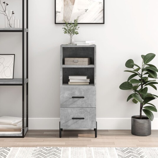 vidaXL Skjenk betonggrå 34,5x34x90 cm konstruert tre vidaXL Skjenk betonggrå 34,5x34x90 cm konstruert tre