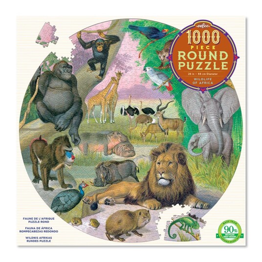 eeBoo Round Puzzle Wildlife of Africa, 1000 Pc EPZCWLA
