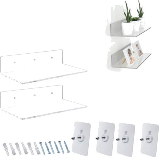 Vegghyller i gjennomsiktig plast 30x15x6,3 cm 2 pk
