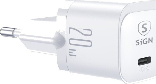 SiGN Mini Hurtiglader USB-C PD 20W Hvit