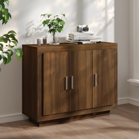 vidaXL Skjenk brun eik 92x35x75 cm konstruert tre