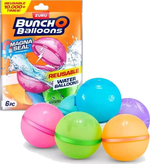 Zuru Bunch O Balloons Gjenbrukbare Vannballonger 6 stk Magnetisk Lukking 3+ år Flerfarget