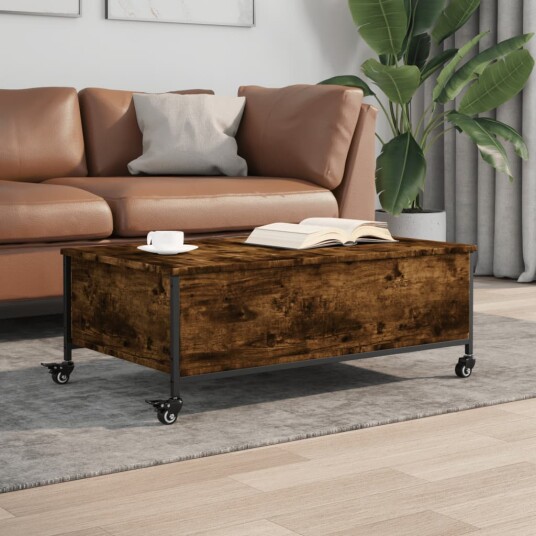 Salongbord med hjul svart 91x55x34 cm konstruert tre 8721012375949 Salongbord med hjul svart 91x55x34 cm konstruert tre 8721012375949