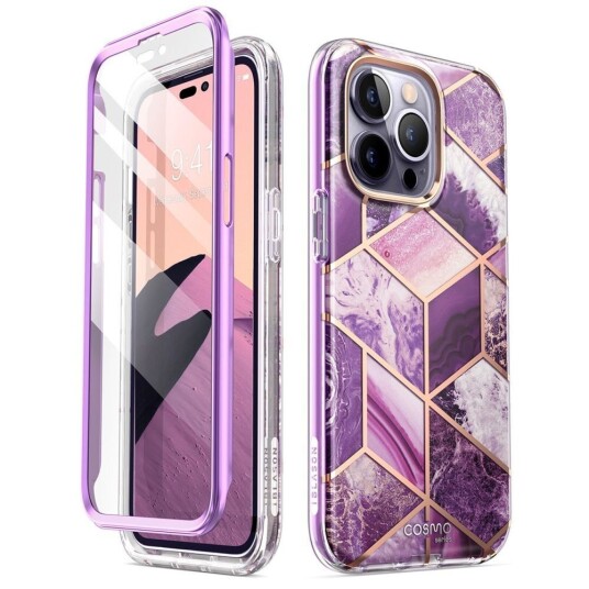 I-Blason iPhone 14 Pro Max i-Blason Cosmo Marble Deksel m. Skjermbeskytter - Lilla