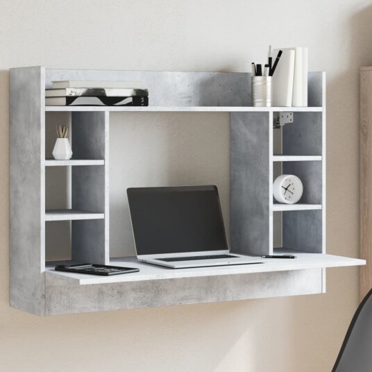  Veggmontert skrivebord grå 105x48x75 cm konstruert tre