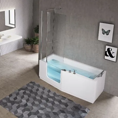 Novellini Iris Badekar med dør 170x70/80 cm, venstre, m/2 panel Novellini Iris Badekar med dør 170x70/80 cm, venstre, m/2 panel
