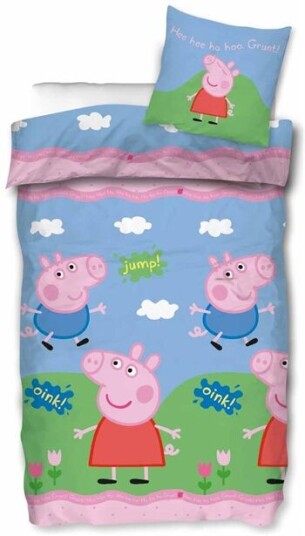 Licens Sengetøy barn 100x140 cm Peppa & Georg gris 100% bomull Licens Sengetøy barn 100x140 cm Peppa & Georg gris 100% bomull