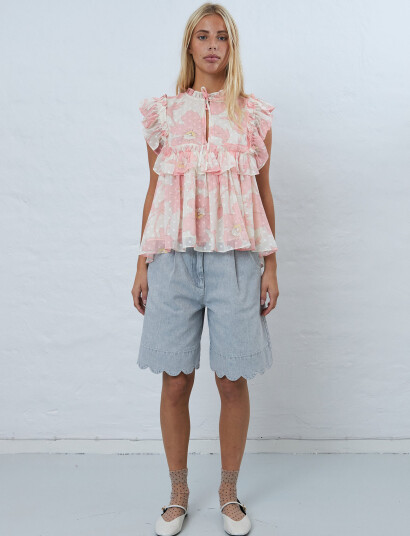 Stella Nova Flounce Chiffon Top - Pink - 36 Stella Nova Flounce Chiffon Top - Pink - 36