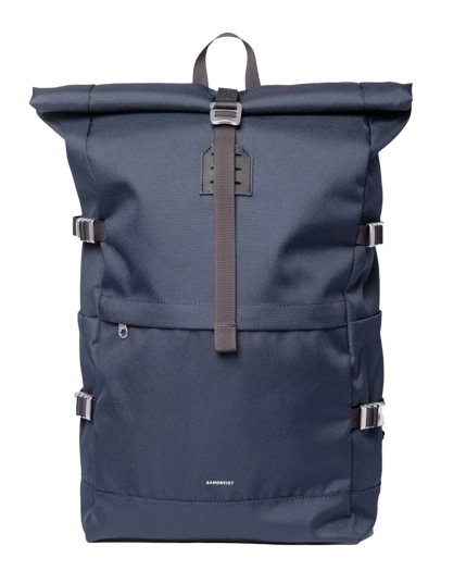 Icon Rolltop Backpack L Navy with Black Leather (L) Icon Rolltop Backpack L Navy with Black Leather (L)