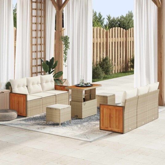 vidaXL Hagesofa Set 9 stk. 8 Antall seter Beige og krem