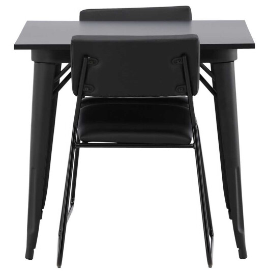 Venture Design Tempe & Kenth spisegruppe Svart/svart 2 stoler & bord 80 x 80 cm