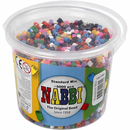 Nabbi Rørperler, Str. 5x5 Mm, Hullstr. 2,5 Mm, 5000 Ass., Standardfarger
