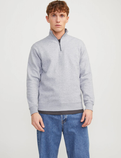 Jack & Jones Jjebradley Sweat Half Zip Noos - Grey - XL