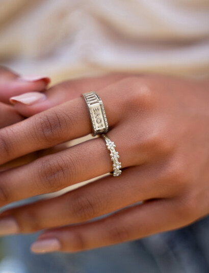 My Jewellery Ring Flowers With Stone Silver ONE SIZE My Jewellery Ring Flowers With Stone Silver ONE SIZE