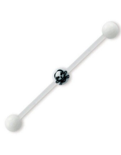 Hated Skull Hvit Ørebarbell Strl 1.6 x 38 mm med 6 mm kule
