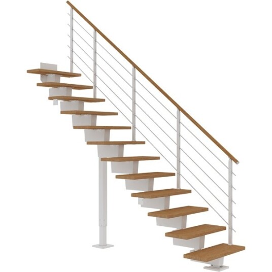 Dolle Dubai Rett Trapp Hvit 9016 design oljet Eik 80 13   Loddrett Høyde 238 294cm