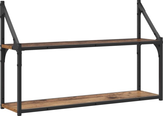 vidaXL Vegghylle Veggmontert Gammelt tre 80 x 21 x 51 cm metall PB