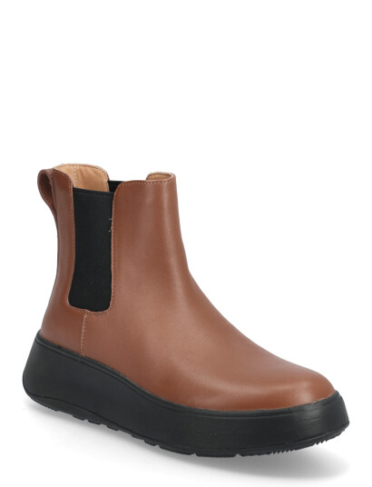 FitFlop F Mode Leather Flatform Chelsea Boots   Brown   37