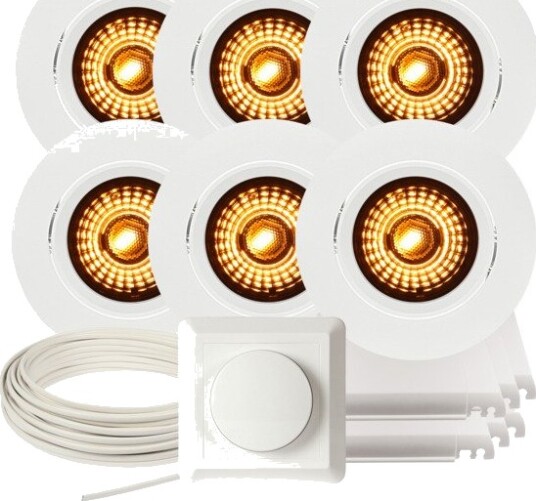 Namron Downlightpakke Alfa Warmdim Matt Hvit 6 Pk
