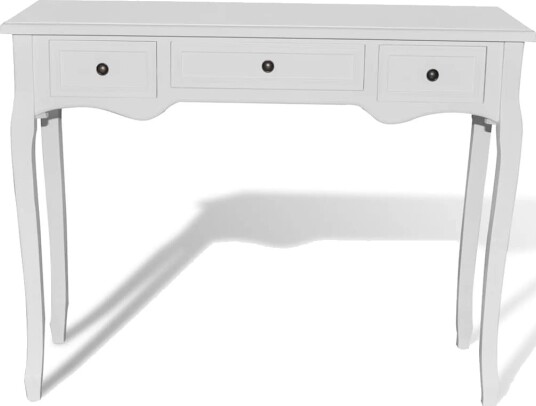 vidaXL Konsollbord med tre skuffer hvit