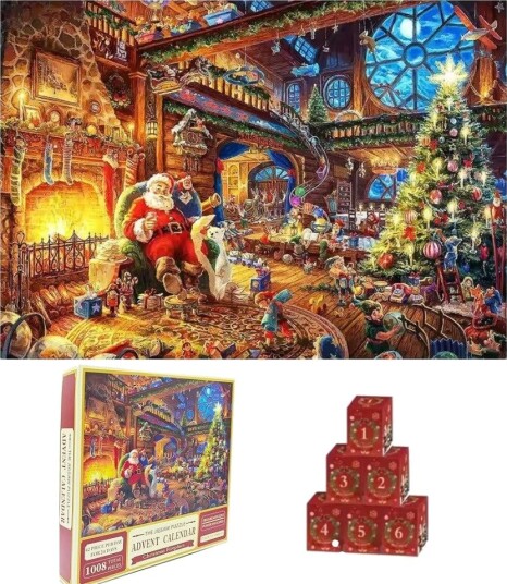 Puslespill adventskalender 2026   Julepuslespill med 1008 brikker