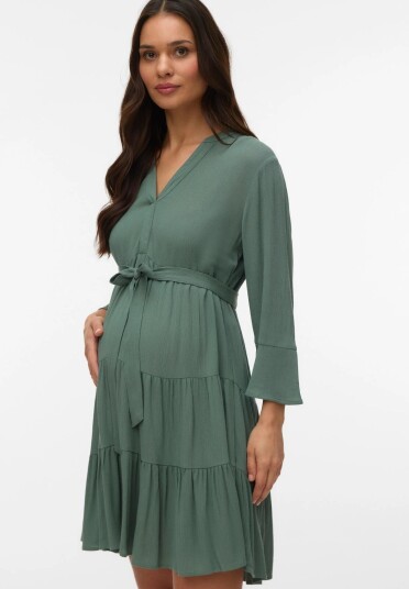 Vero Moda Maternity Vmmmenny Ls V Neck Short Dress Wvn Ga   Khaki green   S