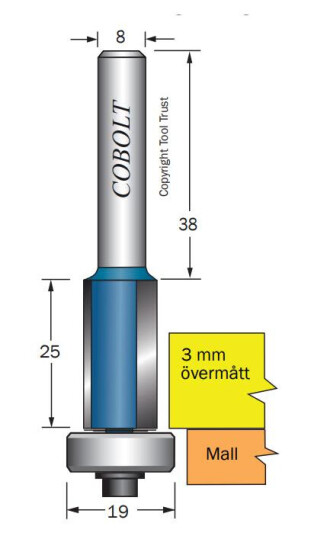 Cobolt 205-013-M195 Kantfres med kulelager for grovprofilering, Maskintilbehør & forbruk