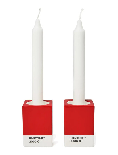 PANTONE Pantone Candlestick Set Of 2 - Red - ONE SIZE