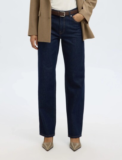 Selected Slwstraight Bea Kori Mw Jeans Noos Navy 31 x 32