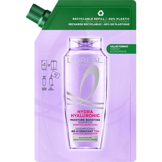 L'Oréal Paris Elvital Hyaluron Plump Sjampo 500 ml for Dehydrert Hår