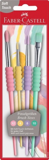 Faber-Castell malepensel med mykt grep 4 pensler i pastell